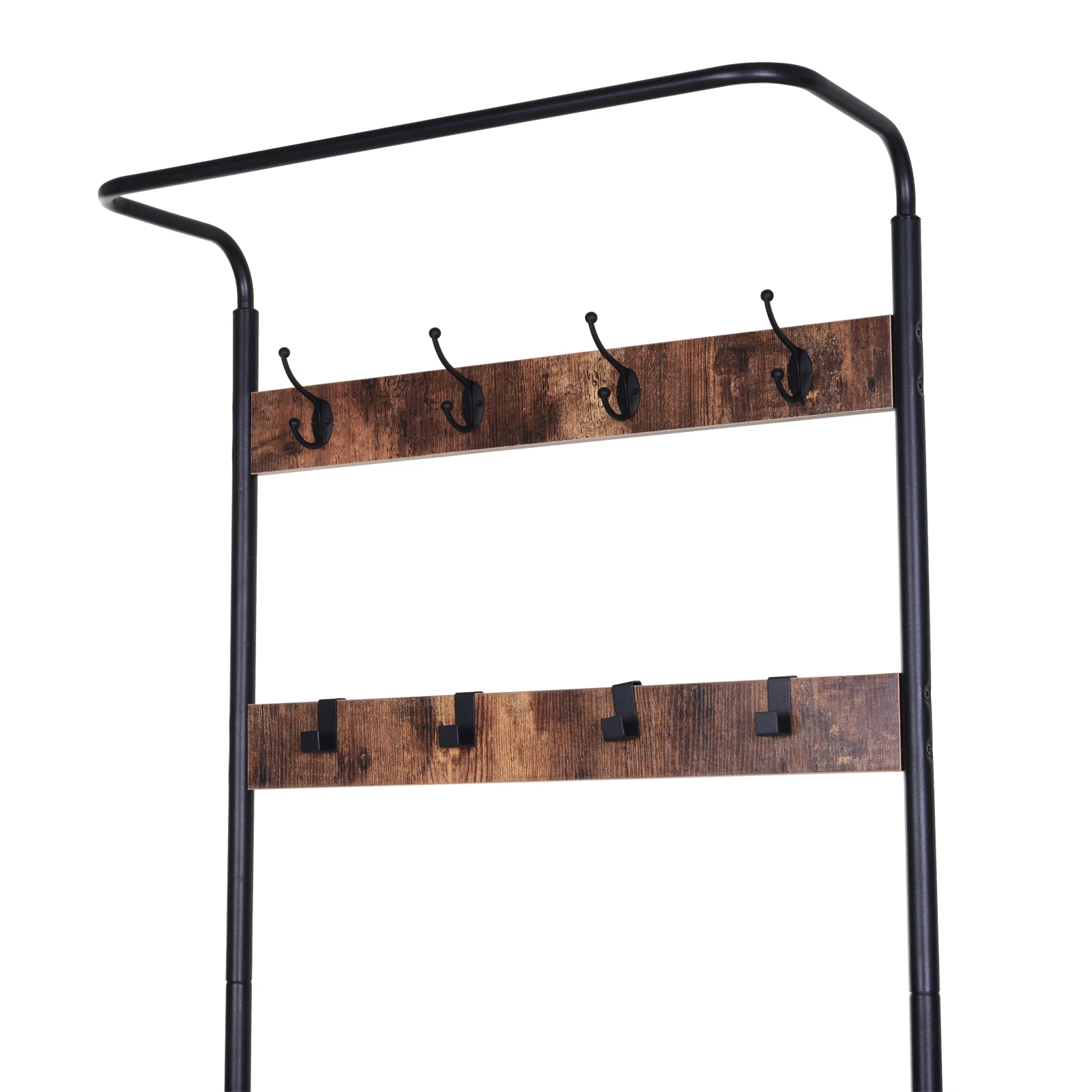 HOMCOM Perchero de Pie Perchero Metálico Zapatero 3 Estantes 8 Ganchos Colgador para Zapatos Ropas para Pasillo Entrada - imagen 5