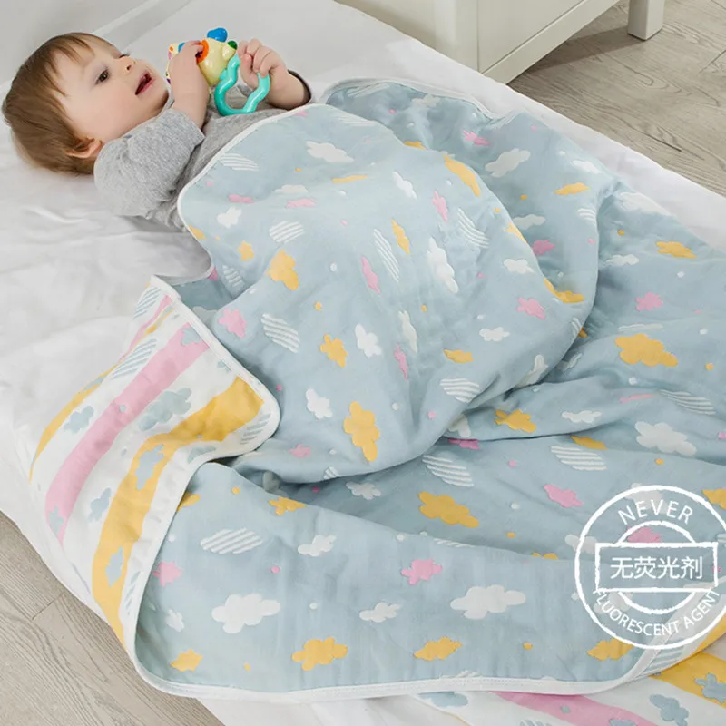 Manta envolvente de muselina de 6 capas, 120x150cm, 100% algodón, ropa de cama de verano para padres e hijos, colcha para sofá, regalo personalizado para recién nacido