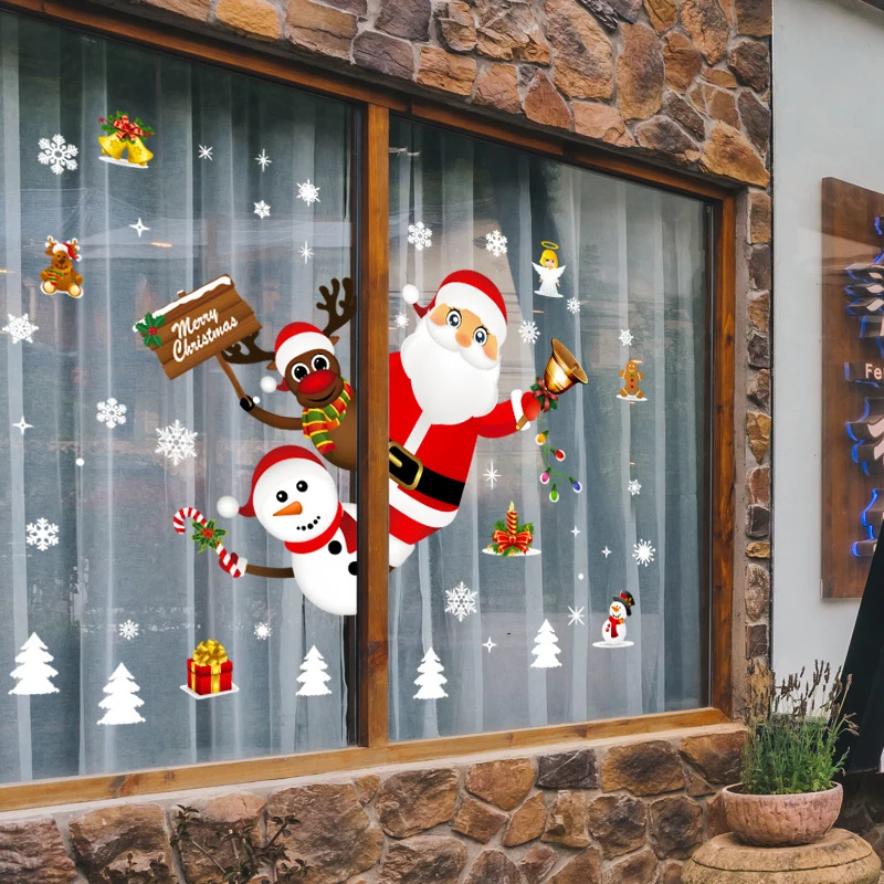 Pegatinas navideñas para pared y ventana, adornos navideños para el hogar, Feliz Año Nuevo 2024, 2025 - imagen 3