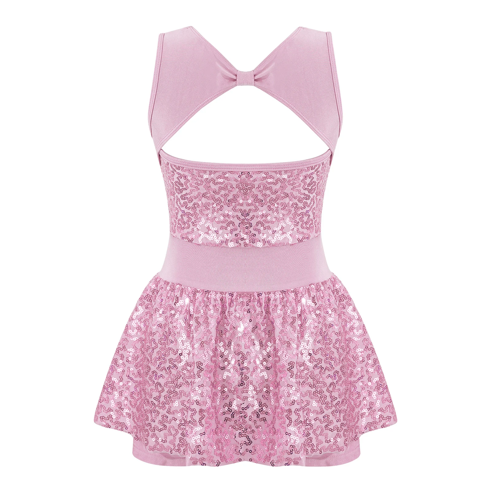 Vestido de tutú de Ballet para niños y niñas, ropa de baile de actuación de escenario con lentejuelas, Bowknot frontal, espalda hueca, fiesta de disfraces de hadas de bailarina - imagen 3