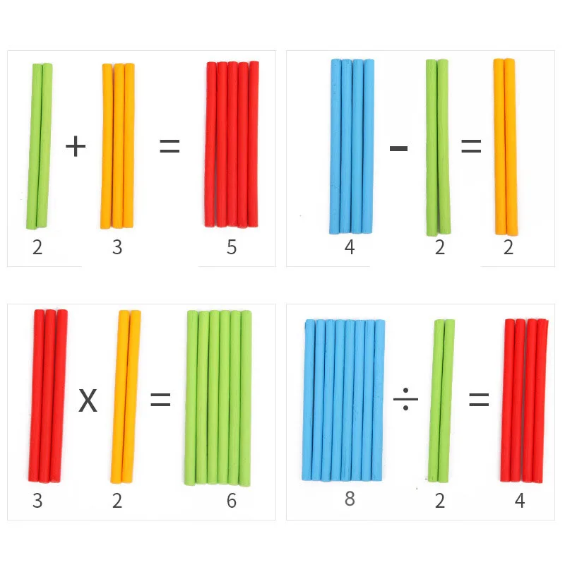 100 unids/set palos de conteo de bambú coloridos matemáticas enseñanza Montessori varilla de conteo niños preescolar juguete de aprendizaje de matemáticas - imagen 2