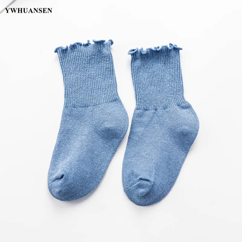 YWHUANSEN 1 a 8 años 10 colores primavera otoño calcetines para niños calcetines de algodón de color caramelo para niñas borde con volantes calcetines para niños pequeños - imagen 4