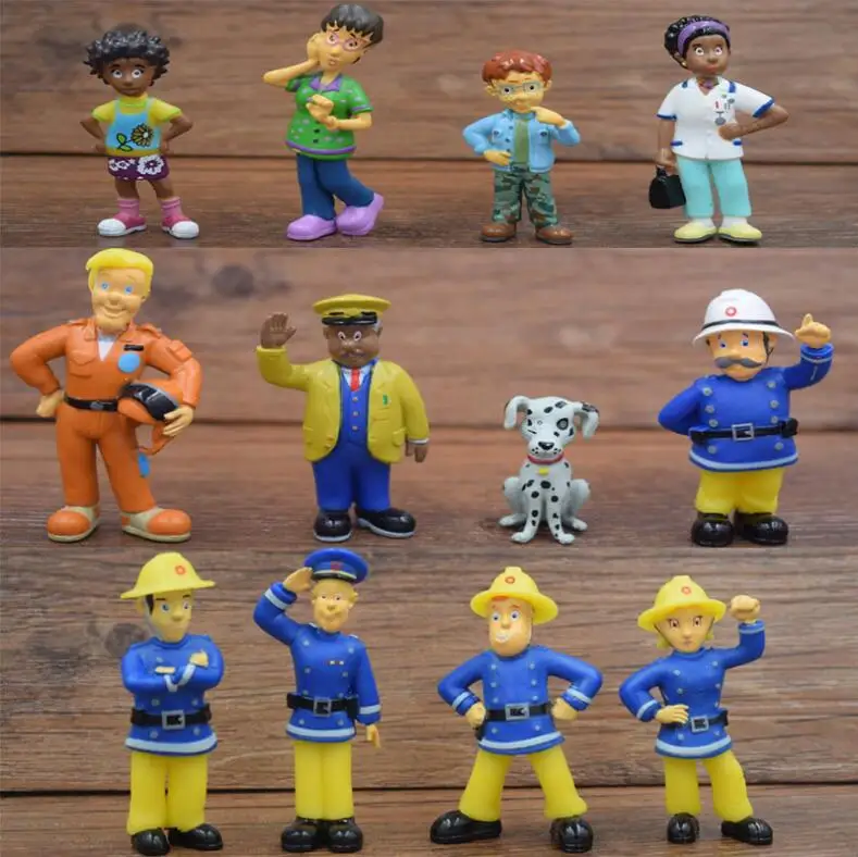 Juego de figuras de Bomberos de PVC para niño y niña, juguetes de dibujos animados de bombero Sam, modelo de figura de lucha, regalo de cumpleaños y Navidad, 12 unidades - imagen 4