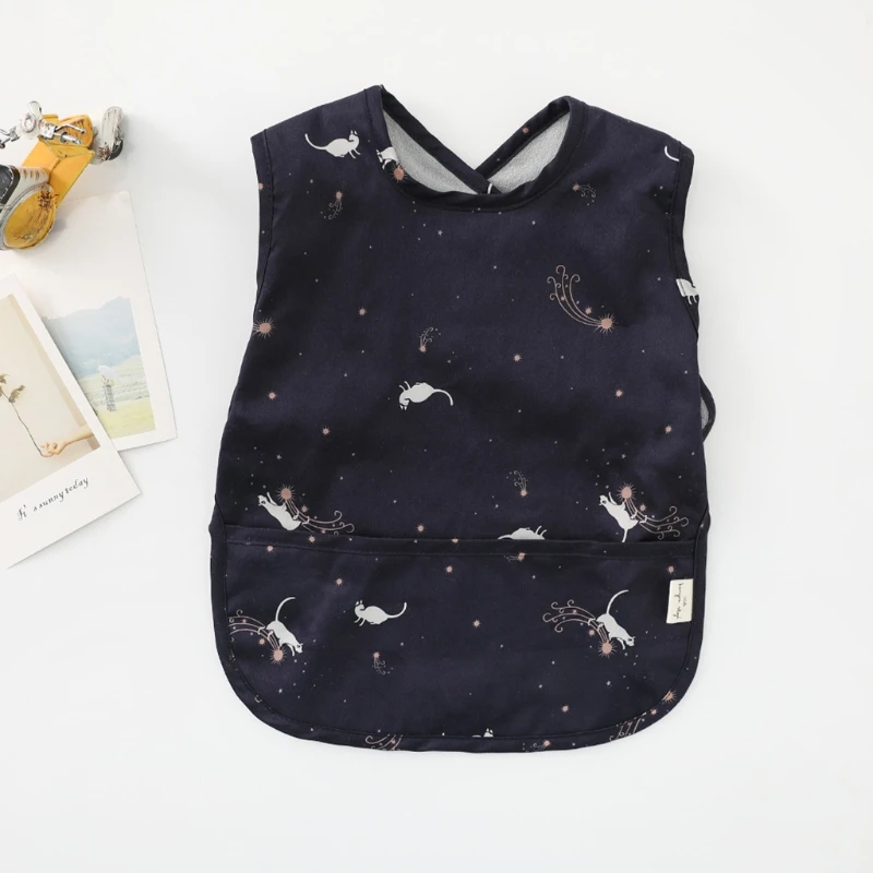Babero lavable impermeable para bebé, paño para eructar con bolsa de bolsillo, sin mangas, delantal para niño pequeño, bata de alimentación, artículos para bebé para 6-18 meses - imagen 5