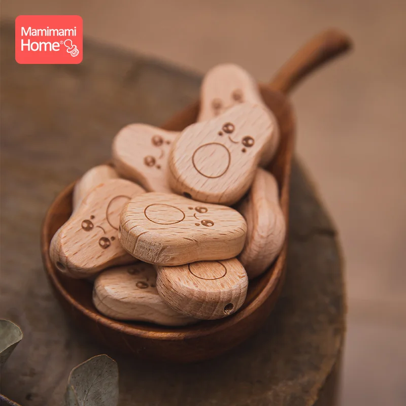 10 cuentas de madera para mordedor de bebé, cuentas de haya y aguacate, collar de cadena de chupete para dentición DIY, accesorios de madera sin BPA para bebé, regalo para enfermera - imagen 3