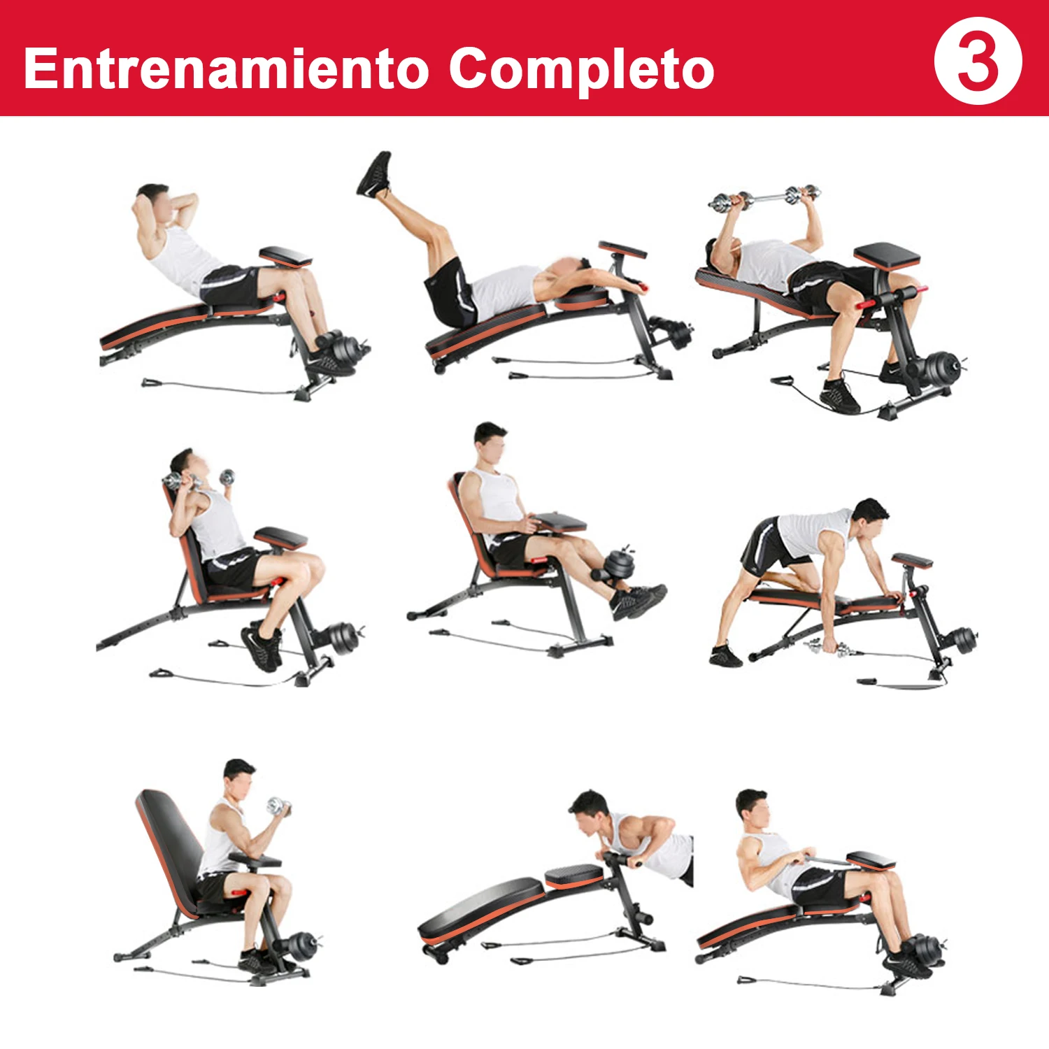 HOMCOM Banco de Pesas Mancuerna Plegable Inclinable Musculacion Multifuncional Entrenamiento Maquina de Fitness Gimnasio Hogar - imagen 4