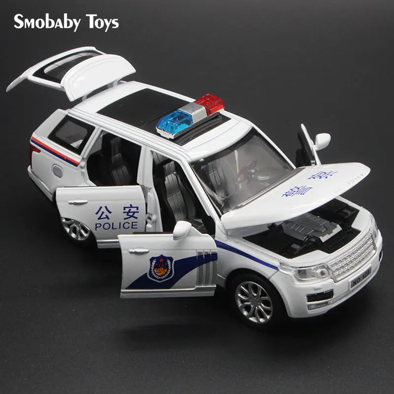 Sirena Range Rover de aleación 1:32, modelo de policía, SUV de lujo, simulación de Metal fundido a presión, música extraíble con luces, coches de juguete - imagen 3