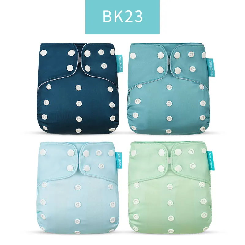 Happyflute nuevo diseño gran oferta 4 Uds OS bolsillo pañal lavable y reutilizable absorbente cubierta de ecológico ajustable para bebé - imagen 5