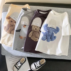 Milangel Camiseta de algodón manga corta niño verano estilo coreano