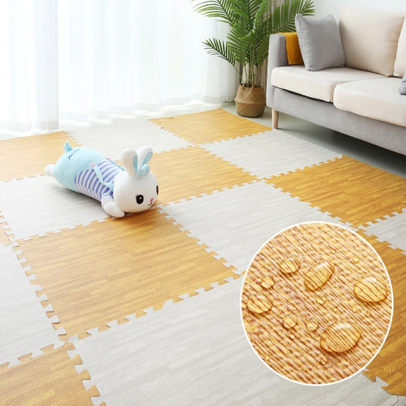 Alfombra de rompecabezas de madera para juegos de bebés, alfombra de espuma EVA suave con empalme de suelo entrelazado, decoración para sala de estar, almohadilla para gatear - imagen 2