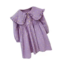 Vestido fiesta niña primavera otoño con estampado floral algodón
