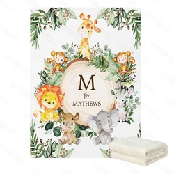 LVYZIHO Manta polar con nombre personalizado para bebé, animalitos selva