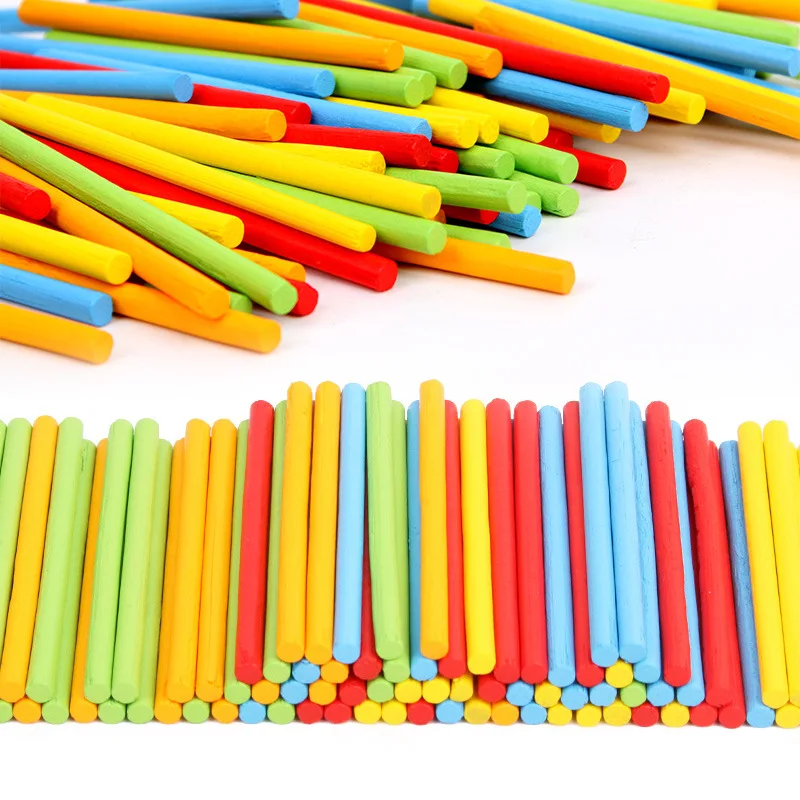 100 unids/set palos de conteo de bambú coloridos matemáticas enseñanza Montessori varilla de conteo niños preescolar juguete de aprendizaje de matemáticas - imagen 4