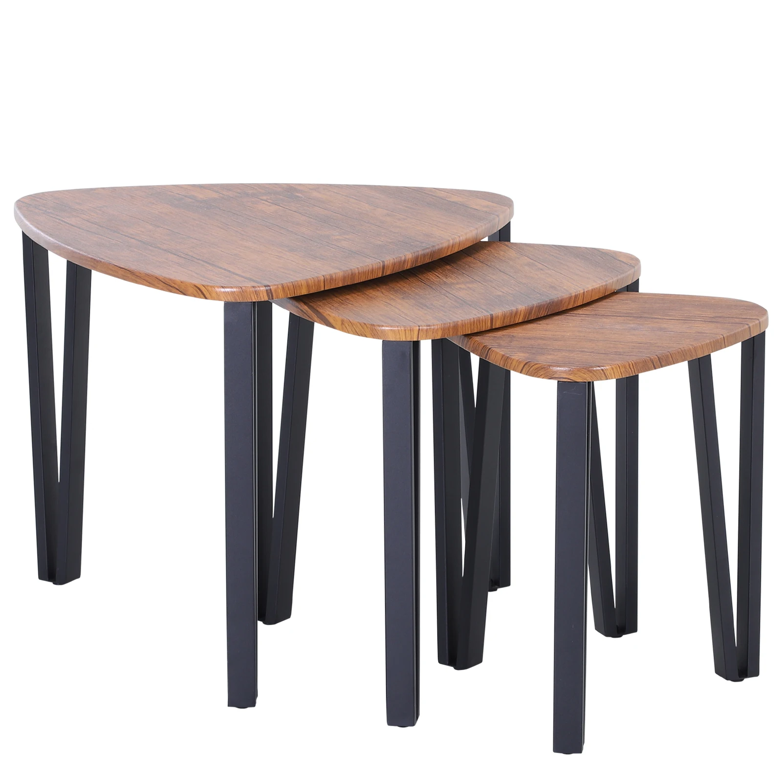 HOMCOM 3 Mesitas de Café Mesa de Centro Minimalista Patas de Acero con Funda de Plástico Mesa Nido para Salón 56x54.2x45.4cm