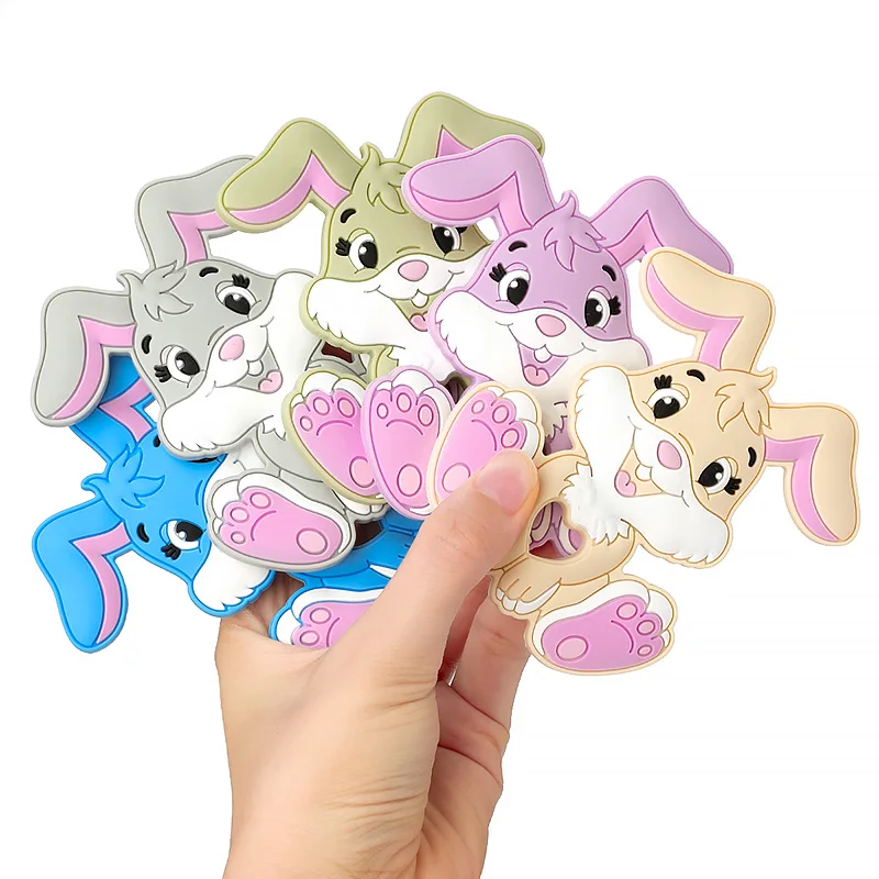 TYRY.HU, 1 pieza, nuevo mordedor de silicona para bebé, cuentas sin BPA, dibujos animados, conejo, velero, cadena de chupete, accesorios DIY, juguetes molares para bebé - imagen 4