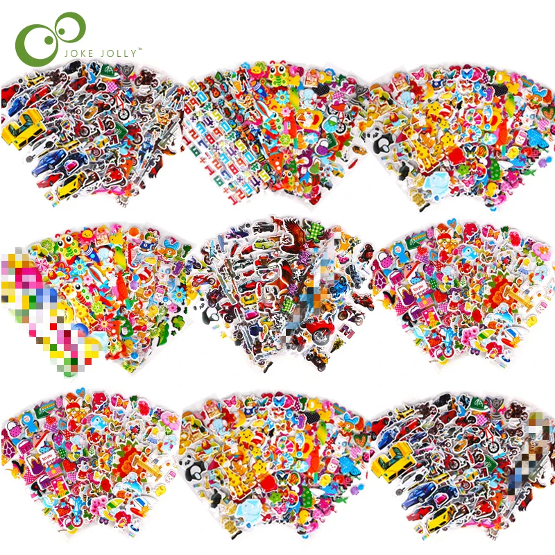 40 hojas de coches de dibujos animados, aviones, animales, princesa, pegatinas DIY, juguetes, álbum de recortes de PVC para niños, diario, cuaderno, decoración, regalos