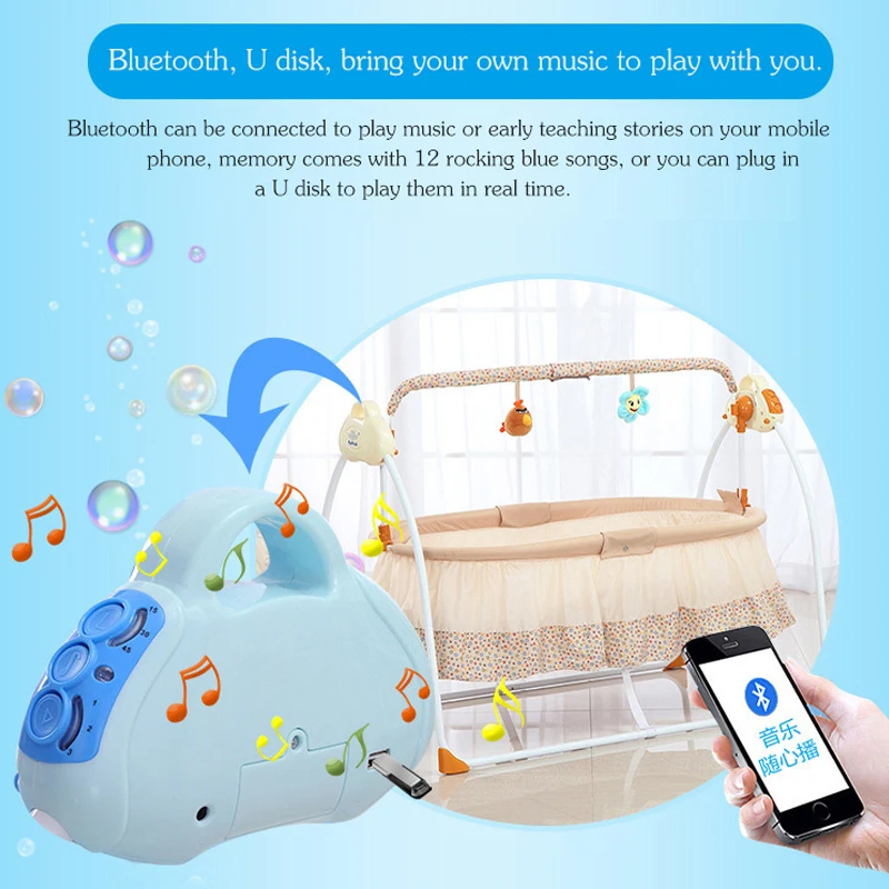 Mecedora oscilante inteligente para bebé, cuna eléctrica para recién nacido, mecedora para dormir con música, Moisés plegable, cuna para guardería - imagen 3