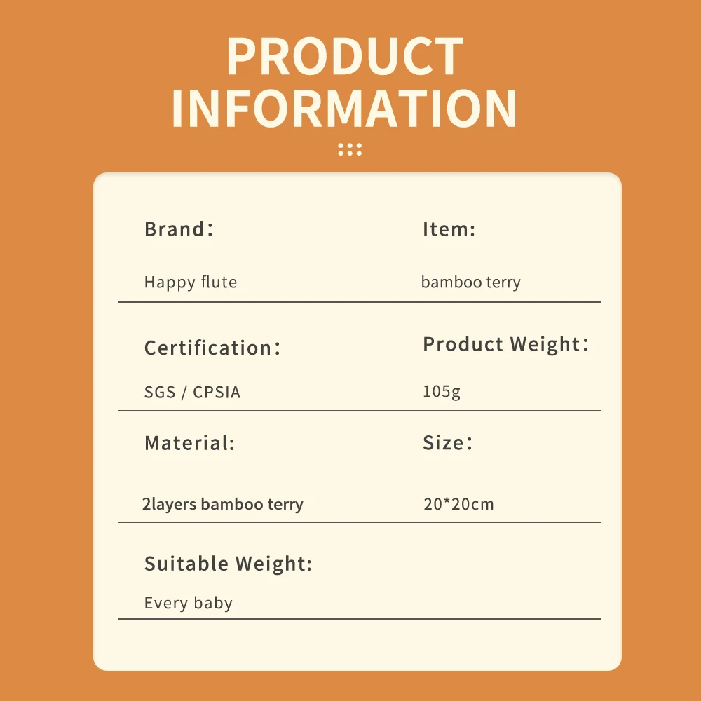 HappyFlute-Juego de toallitas de Color liso para niños y niñas recién nacidos, juego de 5 piezas de tela de rizo de bambú Súper suave, 20x20cm - imagen 5