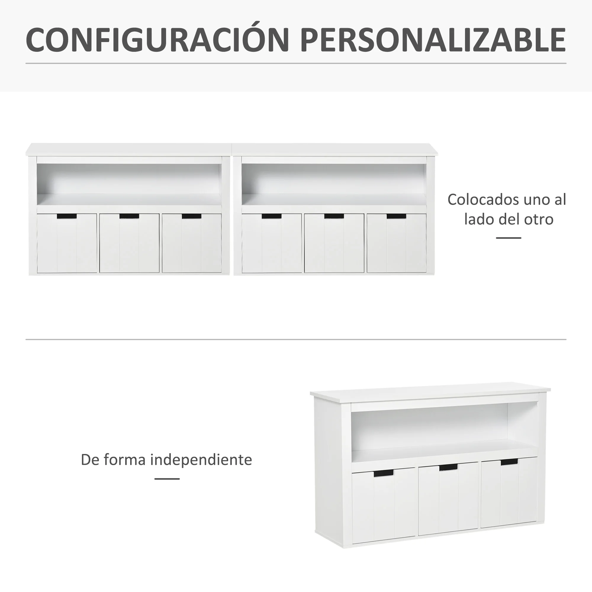 HOMCOM Aparador de Salón Armario Auxiliar de Almacenaje con Estante Abierto y 3 Cajones para Cocina Dormitorio 102x33x61,5 cm - imagen 5
