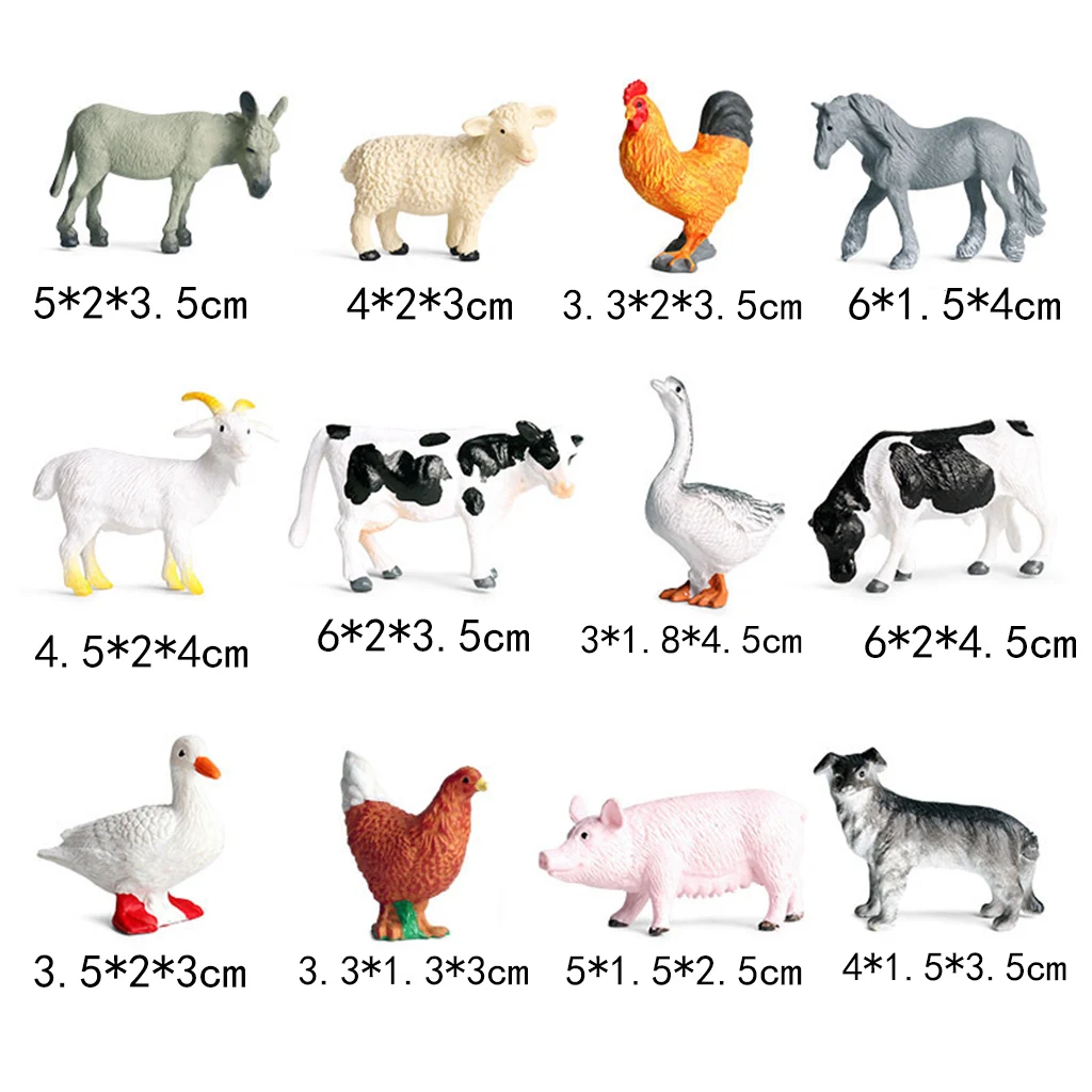 12 Pieces Realistic Simulation Farm Animal Model Kids Educational Toy Playhouse Decor