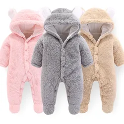 Pelele invierno para bebé con capucha – algodón suave manga larga