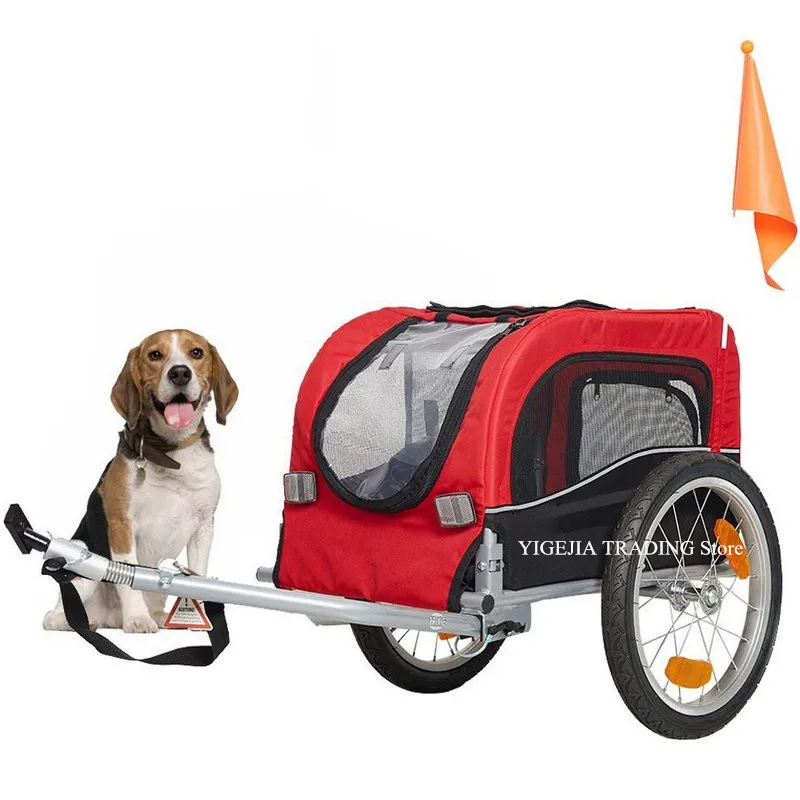 Remolque para bicicleta de mascotas con rueda neumática y enganche