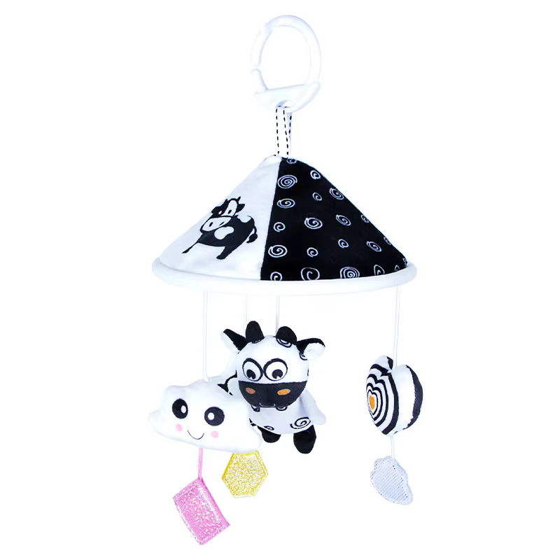 Sonajero de bebé blanco y negro Móvil de cuna con animales para regalo - imagen 4