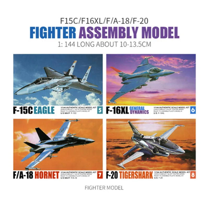 1:144 modelo de ensamblaje de combate F14 TOMCAT F15 EAGLE F/A18 HORNET figura de avión militar simulación modelo en miniatura de juguete - imagen 4