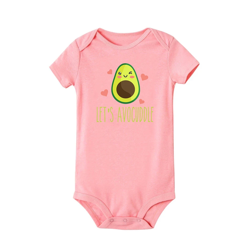 Let's Avocuddle-body de verano para bebé, pelele de manga corta a la moda, bonito y divertido estampado de aguacate, Ropa Neutral de género para bebé - imagen 3