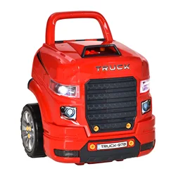 HOMCOM Motor de Camión para Niños de +3 Años Conjunto de Motor de Juguete 61 Piezas Caja de Almacenaje y Ruedas 40x39x47 cm Rojo