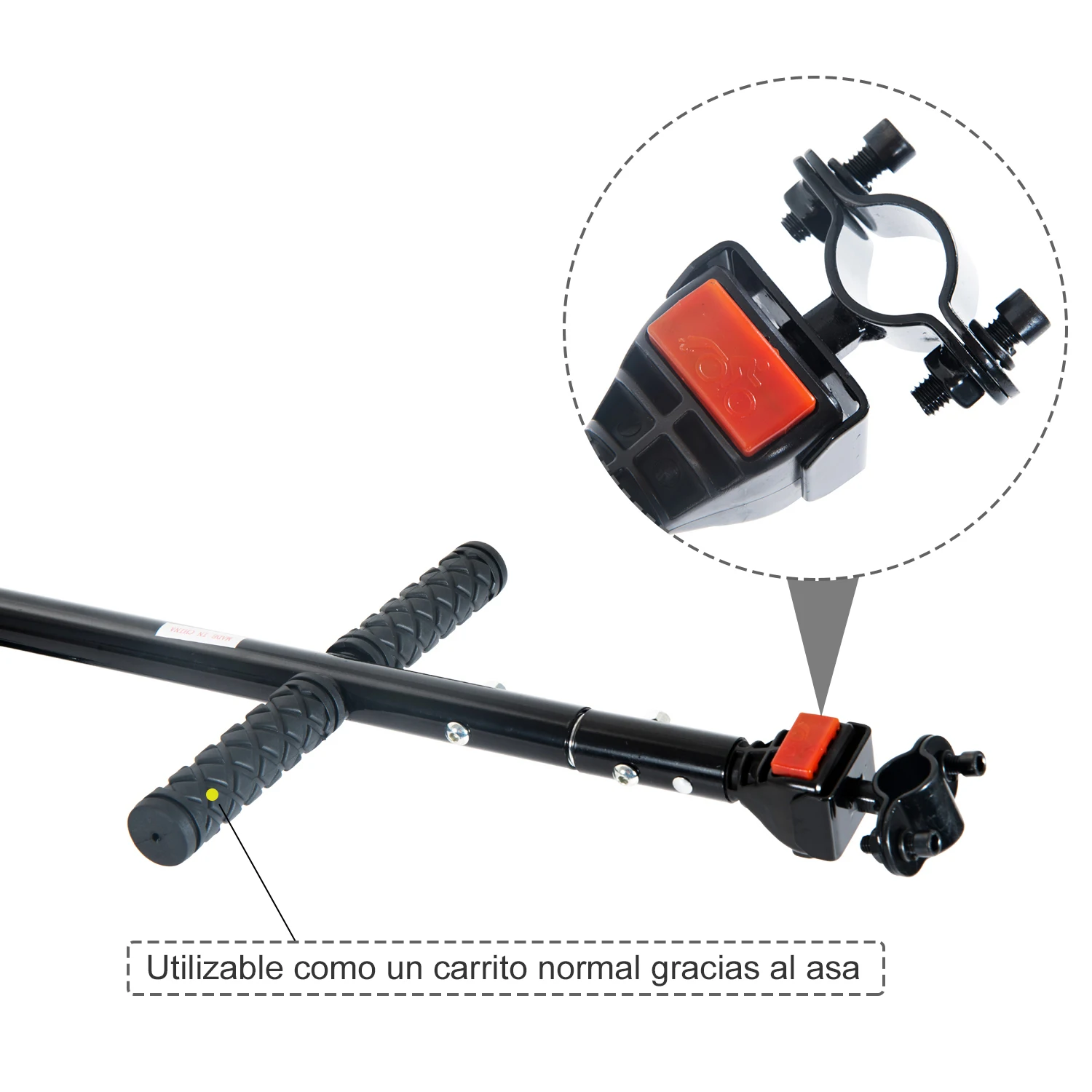 HOMCOM Remolque de Bicicleta para Carga 40kg Equipaje Reflectores y Asas Negro - imagen 5