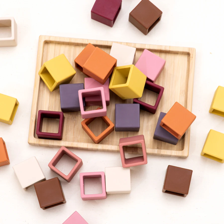 Bloques de construcción de silicona suave, modelo educativo, juego gráfico de colores, juguete de apilamiento, rompecabezas Montessori - imagen 3