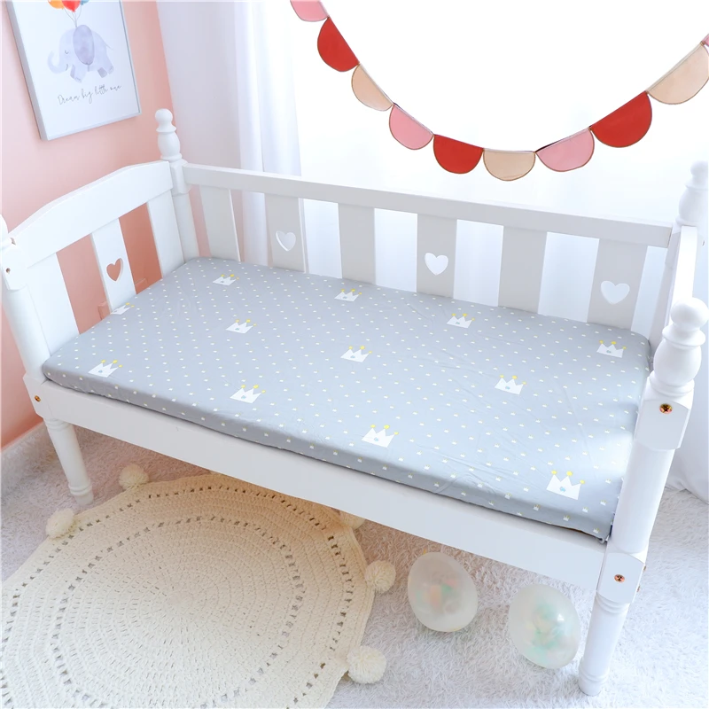 Funda de colchón para cama de bebé, Sábana de cuna suave de algodón para recién nacidos, Sábana bajera protectora, funda de cojín, ropa de cama para habitación de bebé Dec - imagen 4