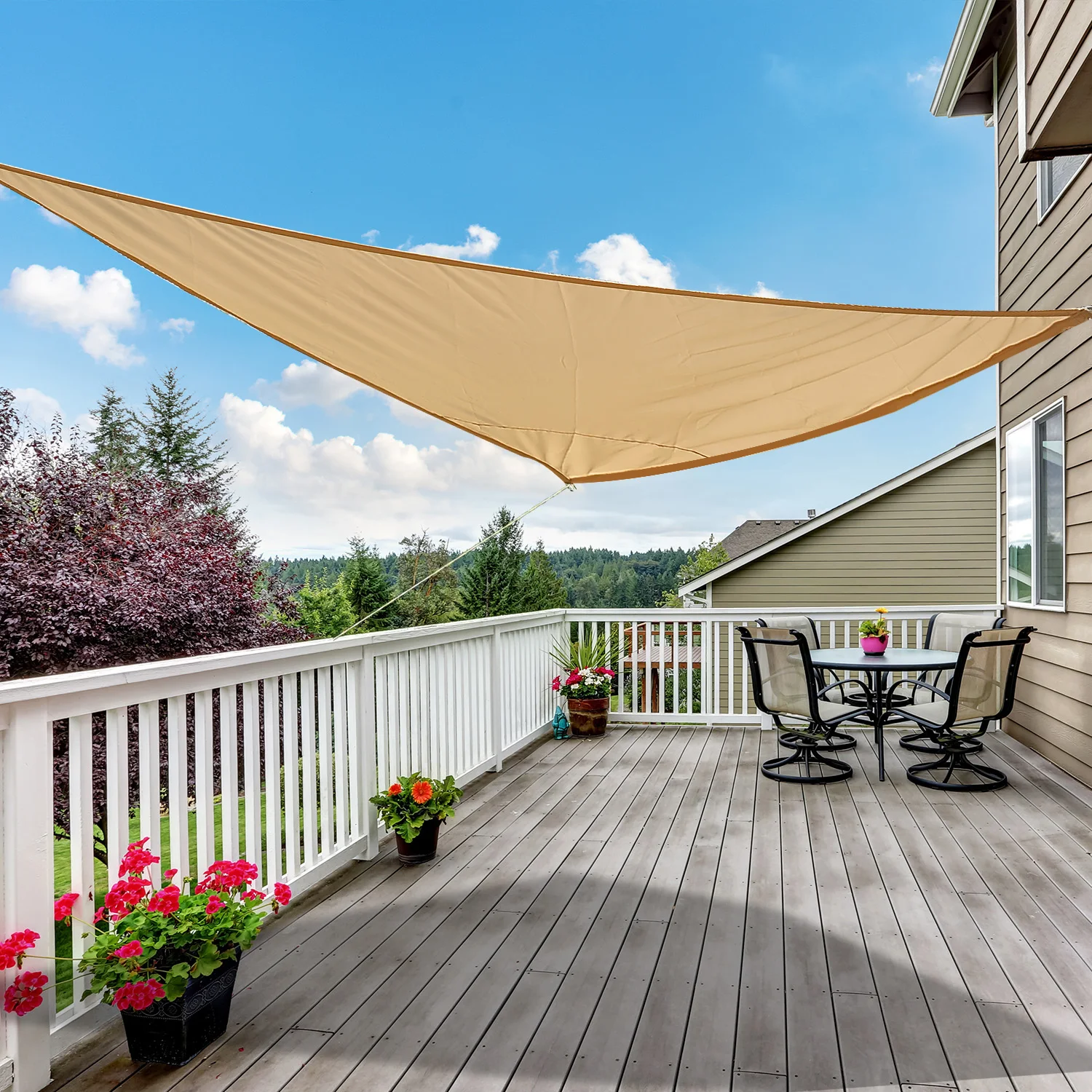 Outsunny Toldo Vela Triangular 6x6x6m Vela de Sombra para Terraza Jardín Camping Resistente al Agua Protección UV Poliéster - imagen 4