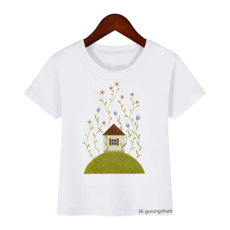 Camiseta con estampado de Casa de tetera para niño y niña, ropa bonita para niño, Tops de manga corta de verano de dibujos animados, venta al por mayor - imagen 4