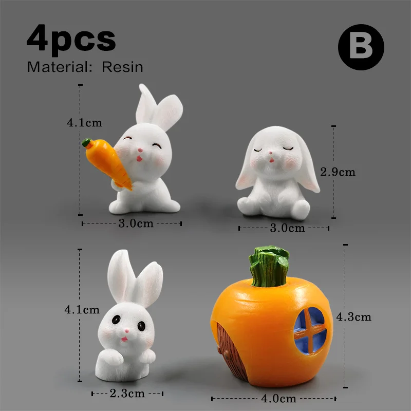 4pcs Rabbit Carrot-B