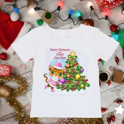 Camiseta infantil de tigre con estampado navideño original