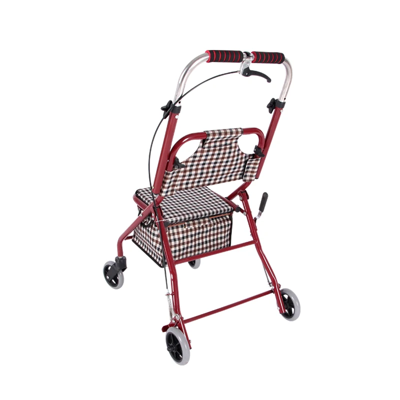 Carro de compras plegable con asiento para mayores, ruedas suaves - imagen 3