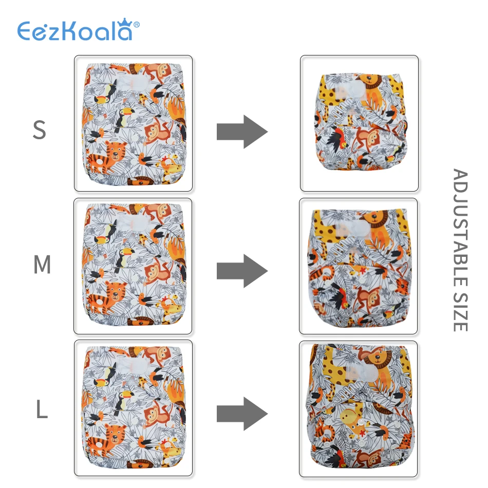 EezKoala-pañal de tela ecológico de talla grande XL, pañales ajustables lavables, cubierta de pañales de tela reutilizables para bebés de 2 a 5 años - imagen 4