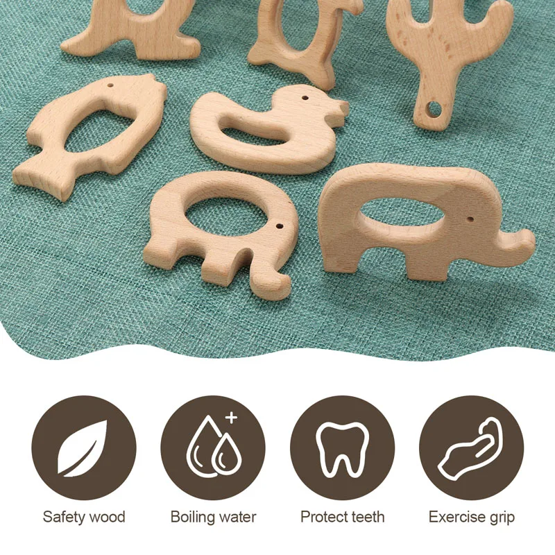 TYRY.HU-mordedor de madera de 1 piezas para bebé, herramientas de dentición para bebé, cuidado orgánico, juguetes para bebé, mordedor de dentición de madera Natural - imagen 3