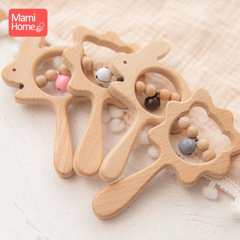 Sonajero y mordedor de madera – Juguete sensorial para bebé