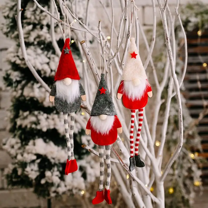 Muñeco de Papá Noel de pierna larga para decoración del hogar, juguete colgante de Navidad, árbol, chimenea, 6 piezas - imagen 2