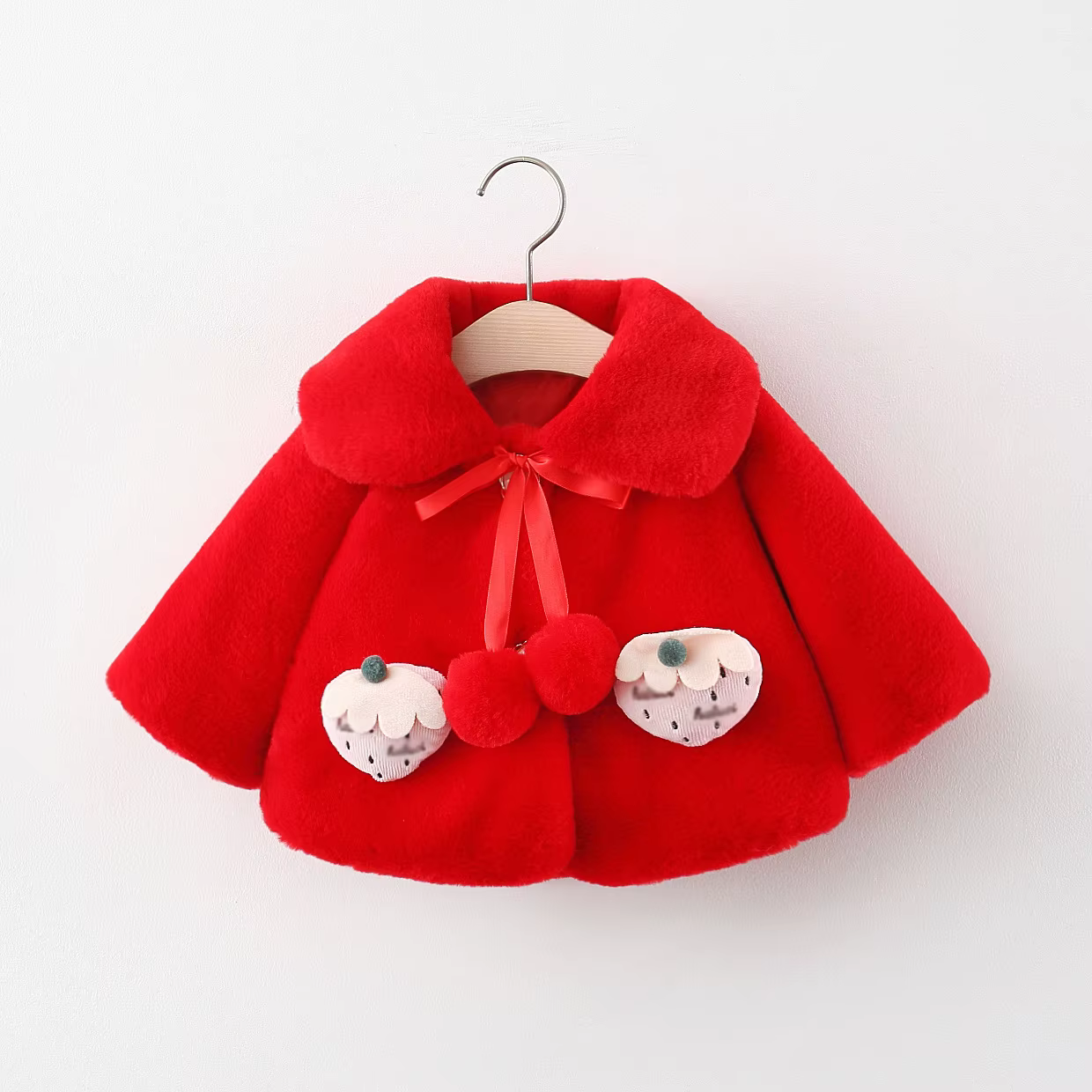 Abrigo de invierno con pelo para niñas recién nacidas - imagen 3