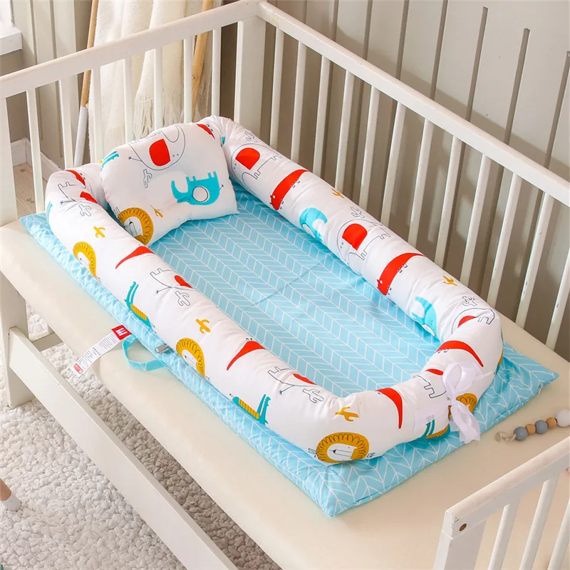 QWZ-cama biónica portátil para bebé, cuna de algodón, cuna para bebé, cuna para bebé, parachoques, nido de sueño plegable para niño pequeño, Alfombra de juego para recién nacido, cama de viaje - imagen 4