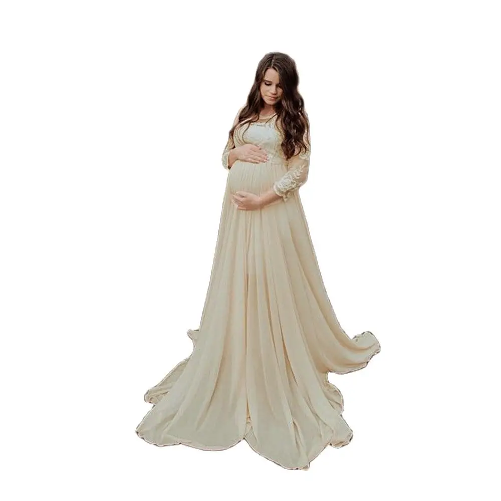Vestido premamá de encaje largo para fotos – Primavera/otoño - imagen 2