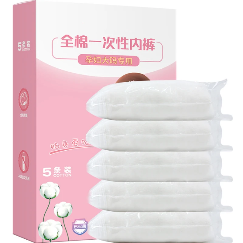 Ropa interior desechable para embarazadas, bragas de algodón posparto de talla grande 2XL a 6XL, lote de 5 unidades