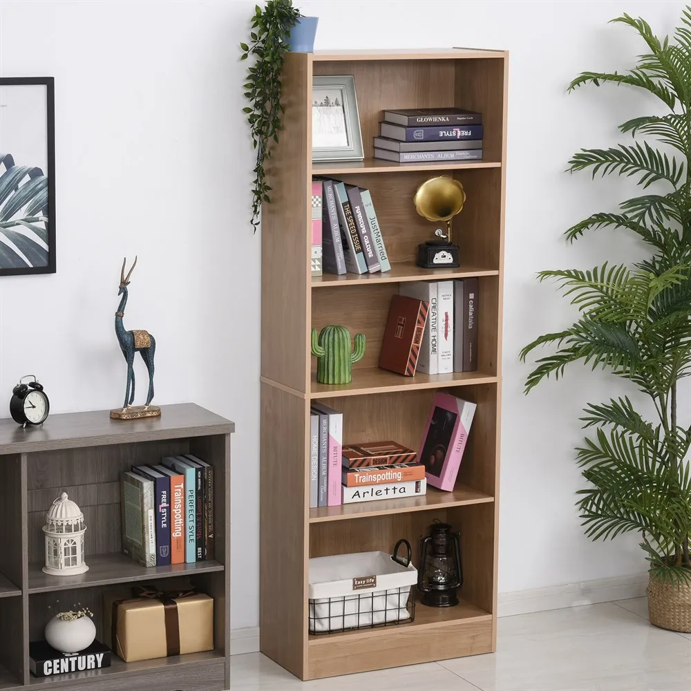 HOMCOM Librería Estantería de 5 Niveles para Libros con 3 Baldas Ajustables para Oficina Estudio 63x29,5x176 cm - imagen 3