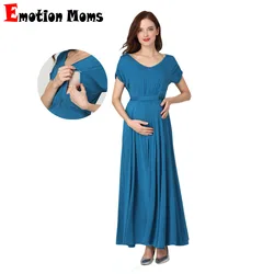 Vestido premamá cuello V manga corta casual