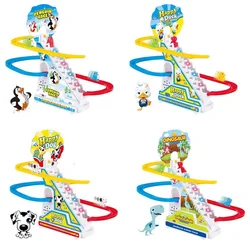 Juguetes de pista de escalada para niños, dibujos animados, pingüino, dinosaurio, perro, pato, música electrónica, divertido, regalo de cumpleaños para niños y niñas