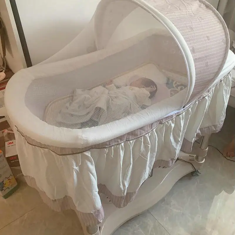 Mejora la nueva cuna eléctrica para bebés para recién nacidos coaxiales, cama BB con columpio hacia arriba y hacia abajo con mosquitera - imagen 3